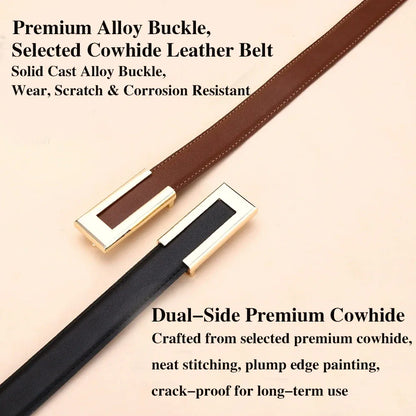 Genuine Leather Belt for Women; Cowhide Fashion Waist Belt; Versatile Smooth Buckle; 2025 Dress Decoration Belt for CeinturesCuir