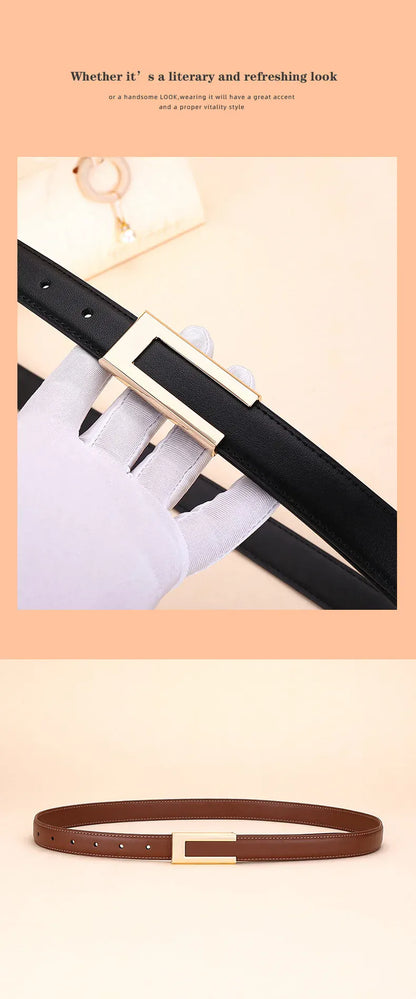 Genuine Leather Belt for Women; Cowhide Fashion Waist Belt; Versatile Smooth Buckle; 2025 Dress Decoration Belt for CeinturesCuir