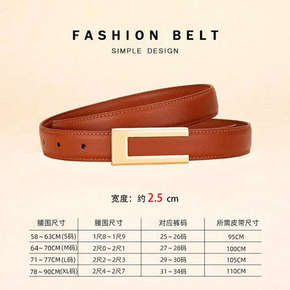 Uorange / 100cm Genuine Leather Belt for Women; Cowhide Fashion Waist Belt; Versatile Smooth Buckle; 2025 Dress Decoration Belt for CeinturesCuir