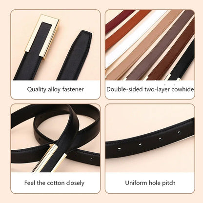 Genuine Leather Belt for Women; Cowhide Fashion Waist Belt; Versatile Smooth Buckle; 2025 Dress Decoration Belt for CeinturesCuir