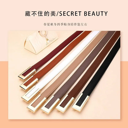 Genuine Leather Belt for Women; Cowhide Fashion Waist Belt; Versatile Smooth Buckle; 2025 Dress Decoration Belt for CeinturesCuir