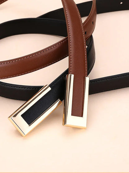 Genuine Leather Belt for Women; Cowhide Fashion Waist Belt; Versatile Smooth Buckle; 2025 Dress Decoration Belt for CeinturesCuir