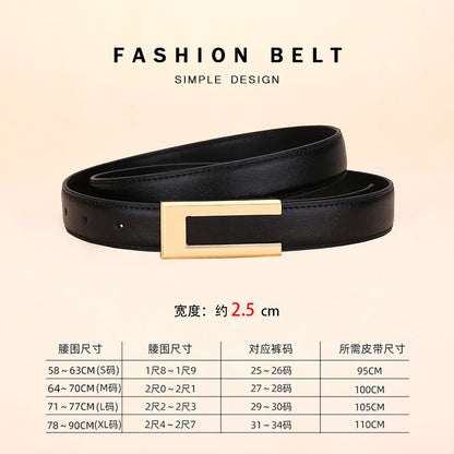 Ublack / 100cm Genuine Leather Belt for Women; Cowhide Fashion Waist Belt; Versatile Smooth Buckle; 2025 Dress Decoration Belt for CeinturesCuir