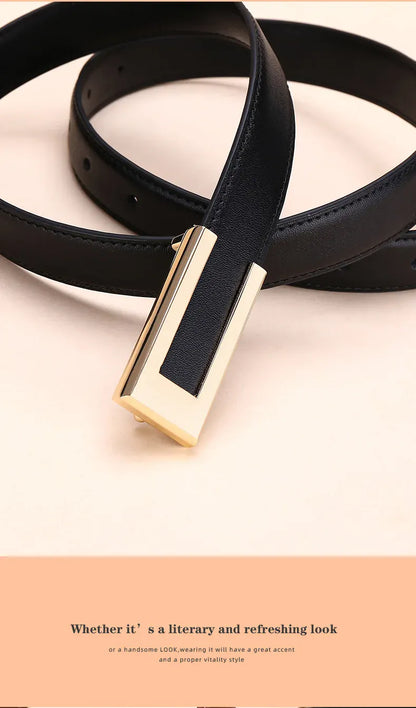 Genuine Leather Belt for Women; Cowhide Fashion Waist Belt; Versatile Smooth Buckle; 2025 Dress Decoration Belt for CeinturesCuir