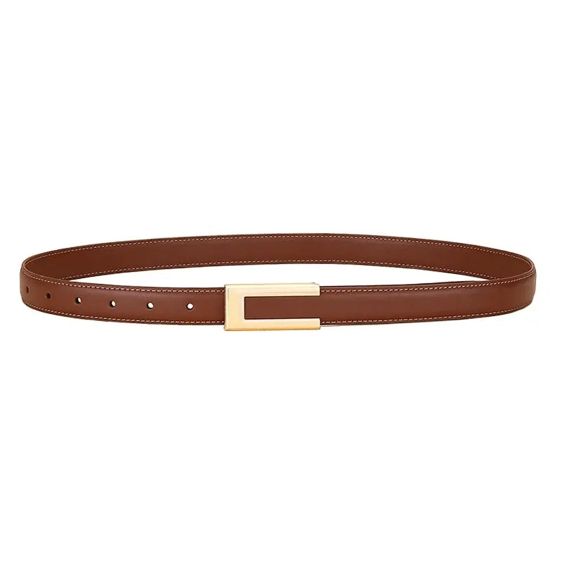 Genuine Leather Belt for Women; Cowhide Fashion Waist Belt; Versatile Smooth Buckle; 2025 Dress Decoration Belt for CeinturesCuir