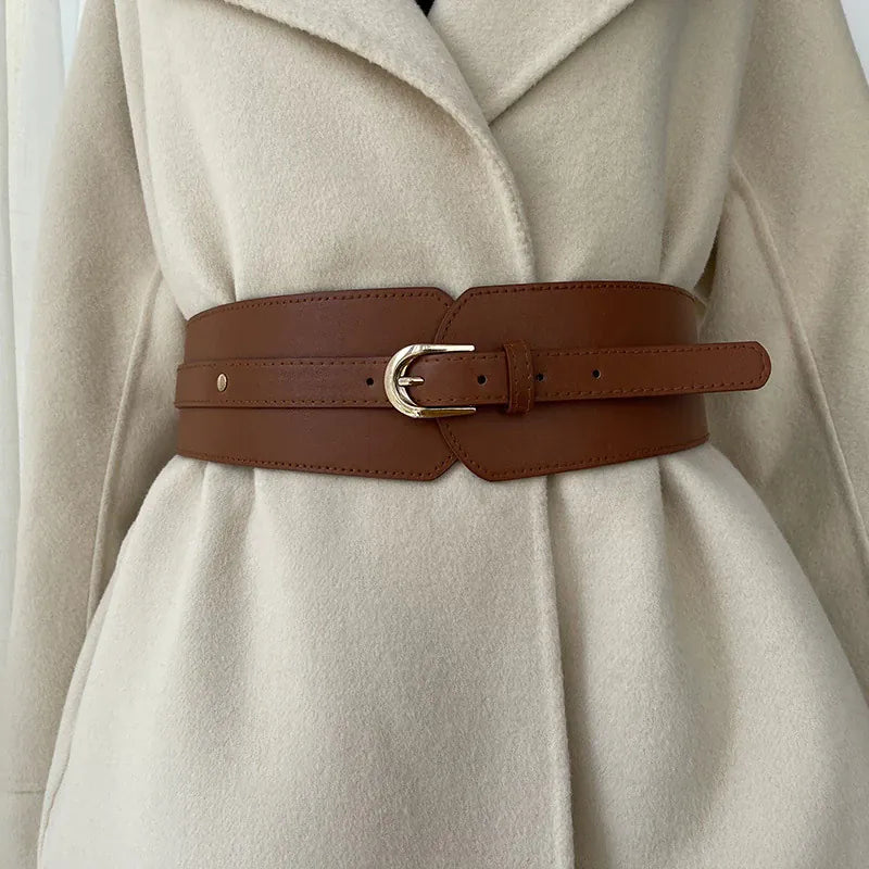 brown / elastic Grosse ceinture marron femme CeinturesCuir