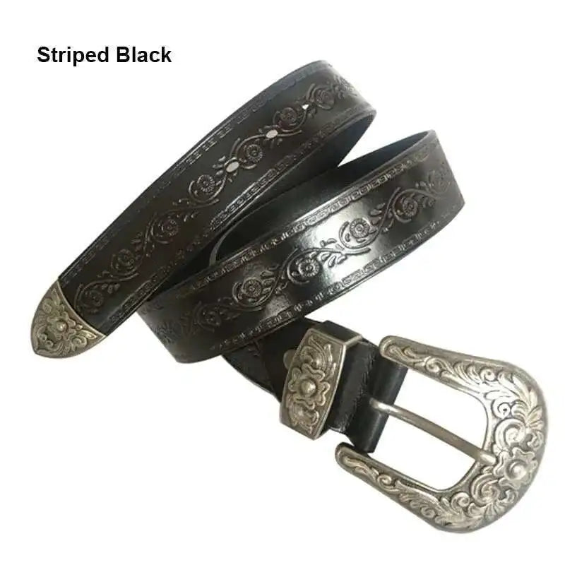 Striped Black / 14-14-6.3CM IEFB Men's Embossed Belt Leather Floral Carving Genuine Belts Men Women Jean's Decoration Luxury Designer Waistband 9W1163 CeinturesCuir