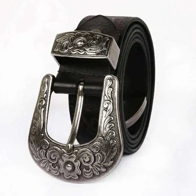 IEFB Men's Embossed Belt Leather Floral Carving Genuine Belts Men Women Jean's Decoration Luxury Designer Waistband 9W1163 CeinturesCuir