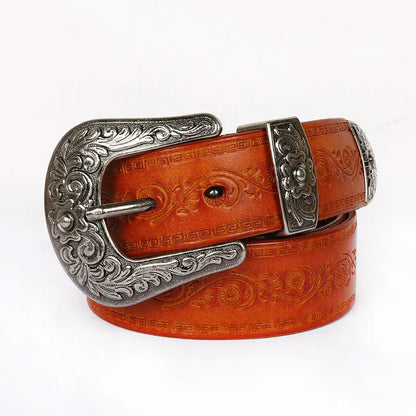 IEFB Men's Embossed Belt Leather Floral Carving Genuine Belts Men Women Jean's Decoration Luxury Designer Waistband 9W1163 CeinturesCuir