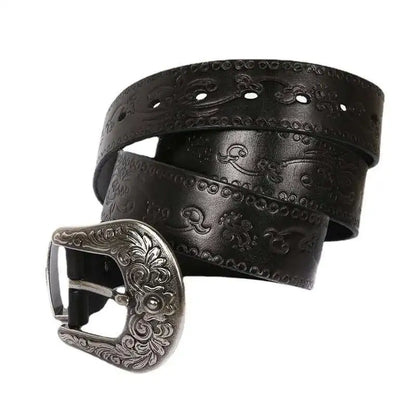 IEFB Men's Embossed Belt Leather Floral Carving Genuine Belts Men Women Jean's Decoration Luxury Designer Waistband 9W1163 CeinturesCuir