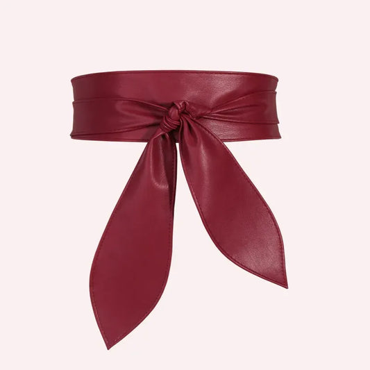 wine red / 240cm Ladies' fashionable wide waistband, elegant bow ribbon, knotted waistband, leather decorative waistband CeinturesCuir