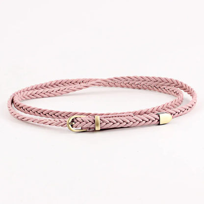 A / 99x0.8cm Leather Braided Thin Belt For Woman Dress Shirt Decorative Girdles Strap Fashion Pin Buckle Female Waistband Ladies Waist Rope CeinturesCuir
