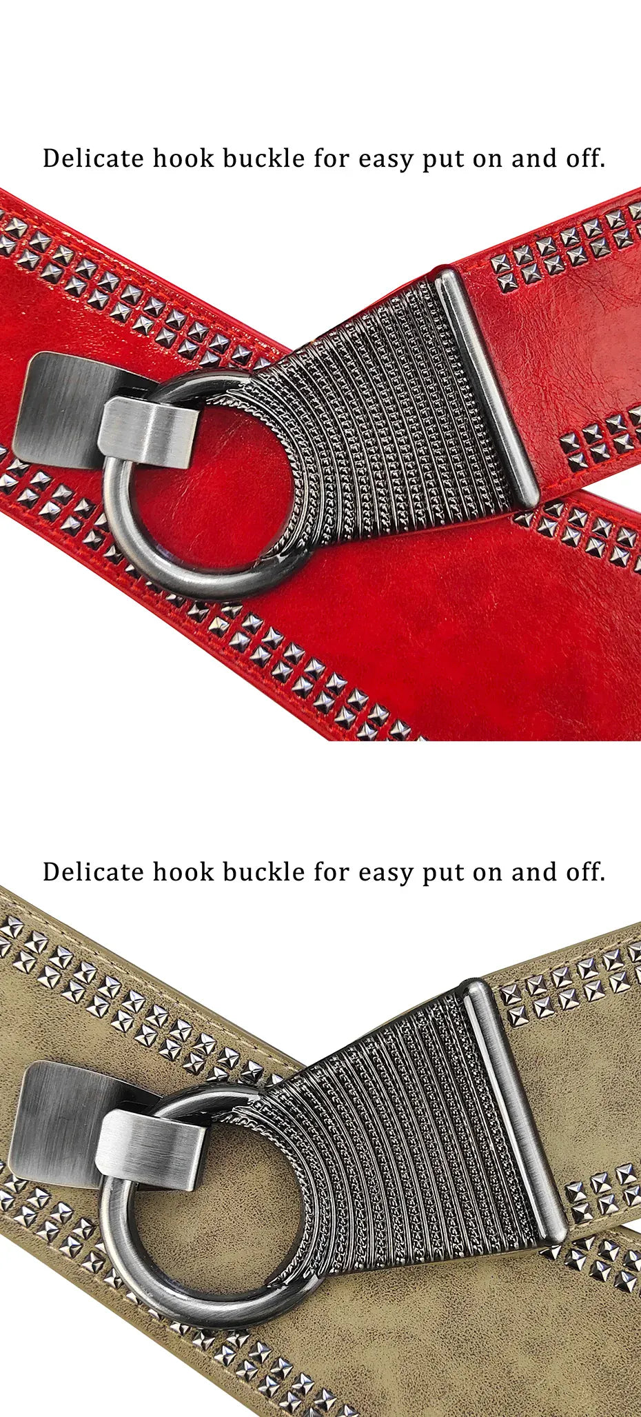 Maikun Fashion Punk Rocker Wide Belts for Women Elastic Wide European Style Women Belts Metal Round Buckle CeinturesCuir