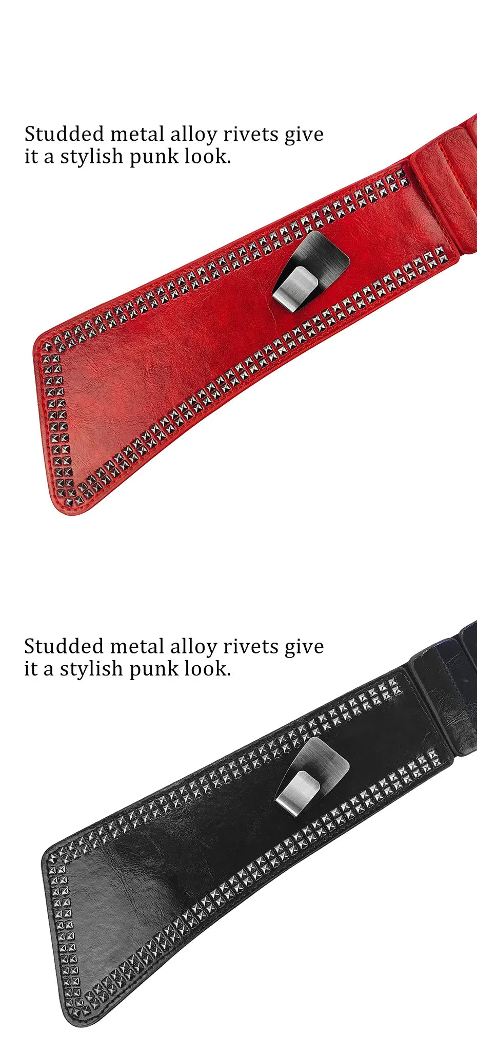 Maikun Fashion Punk Rocker Wide Belts for Women Elastic Wide European Style Women Belts Metal Round Buckle CeinturesCuir