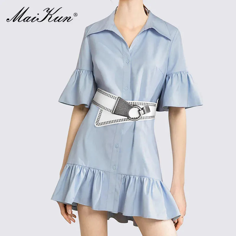 Maikun Fashion Punk Rocker Wide Belts for Women Elastic Wide European Style Women Belts Metal Round Buckle CeinturesCuir