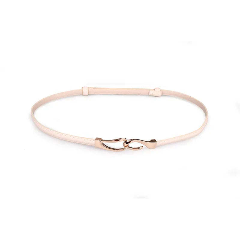 Beige Style B / 95cm New adjustable women's circle buckle waist belt, fine leather belt, sweet skirt belt, versatile hook clasp CeinturesCuir
