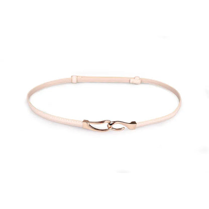 Beige Style B / 95cm New adjustable women's circle buckle waist belt, fine leather belt, sweet skirt belt, versatile hook clasp CeinturesCuir