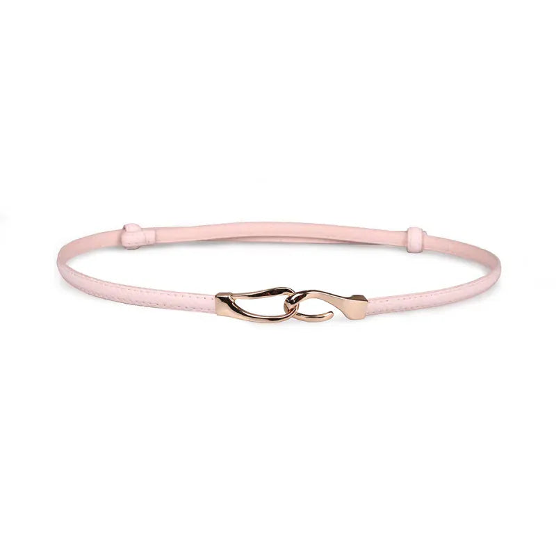Pink Style B / 95cm New adjustable women's circle buckle waist belt, fine leather belt, sweet skirt belt, versatile hook clasp CeinturesCuir