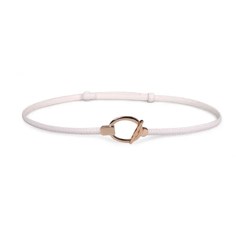 White Style A / 95cm New adjustable women's circle buckle waist belt, fine leather belt, sweet skirt belt, versatile hook clasp CeinturesCuir