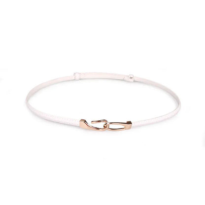 White Style B / 95cm New adjustable women's circle buckle waist belt, fine leather belt, sweet skirt belt, versatile hook clasp CeinturesCuir