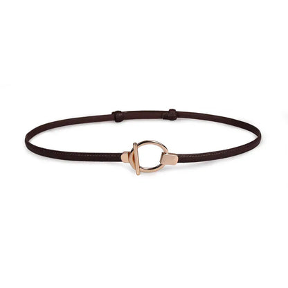 Coffee color Style A / 95cm New adjustable women's circle buckle waist belt, fine leather belt, sweet skirt belt, versatile hook clasp CeinturesCuir