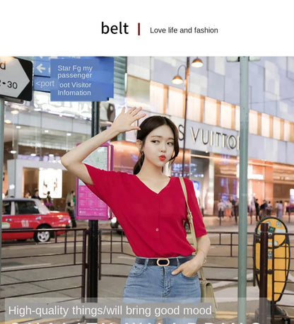 Women Belt Luxury Designer Needle Hole Adjustable Belt Buckle Fashion Leather Jeans Waistband Girl High Quality Female Belts New CeinturesCuir
