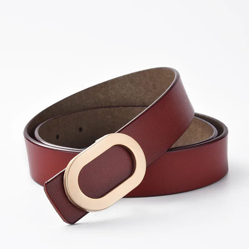 red / China Mainland / 110cm Women Belt Luxury Designer Needle Hole Adjustable Belt Buckle Fashion Leather Jeans Waistband Girl High Quality Female Belts New CeinturesCuir