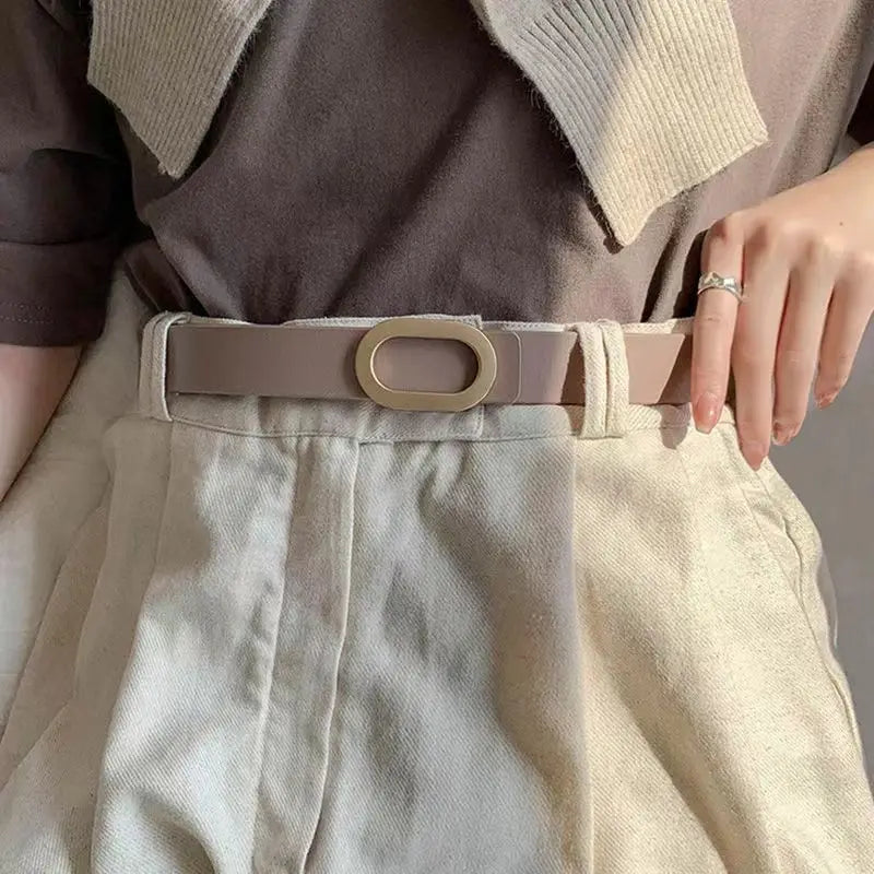 nude / China Mainland / 110cm Women Belt Luxury Designer Needle Hole Adjustable Belt Buckle Fashion Leather Jeans Waistband Girl High Quality Female Belts New CeinturesCuir