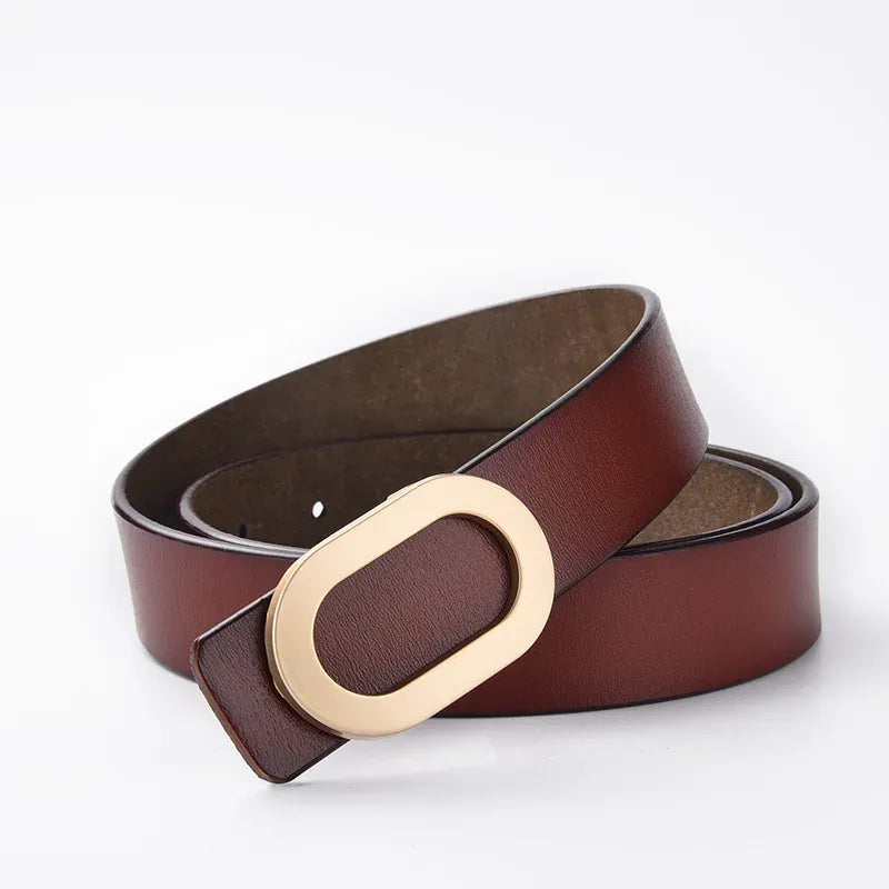 Red-brown / China Mainland / 110cm Women Belt Luxury Designer Needle Hole Adjustable Belt Buckle Fashion Leather Jeans Waistband Girl High Quality Female Belts New CeinturesCuir