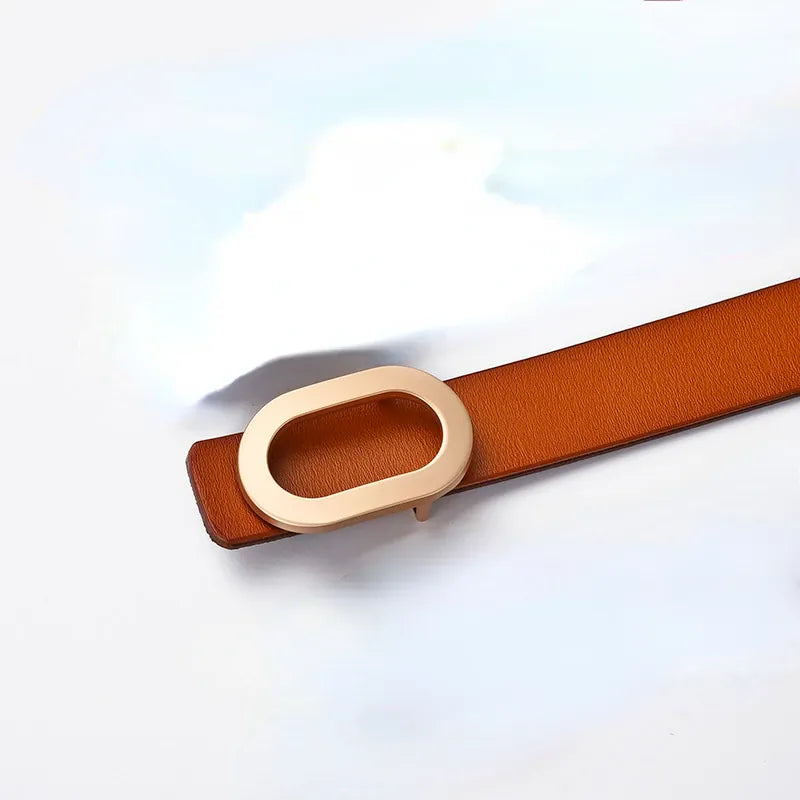 camel / China Mainland / 100cm Women Belt Luxury Designer Needle Hole Adjustable Belt Buckle Fashion Leather Jeans Waistband Girl High Quality Female Belts New CeinturesCuir