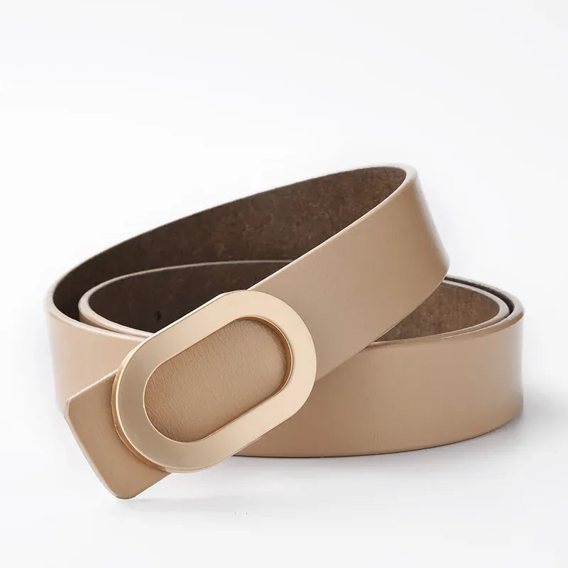 apricot / China Mainland / 100cm Women Belt Luxury Designer Needle Hole Adjustable Belt Buckle Fashion Leather Jeans Waistband Girl High Quality Female Belts New CeinturesCuir