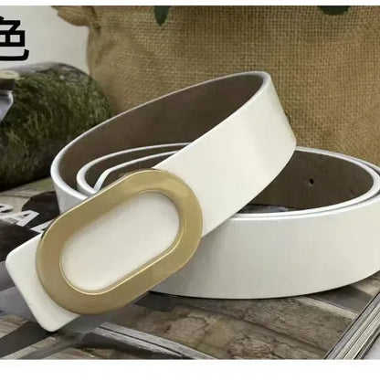White / China Mainland / 100cm Women Belt Luxury Designer Needle Hole Adjustable Belt Buckle Fashion Leather Jeans Waistband Girl High Quality Female Belts New CeinturesCuir