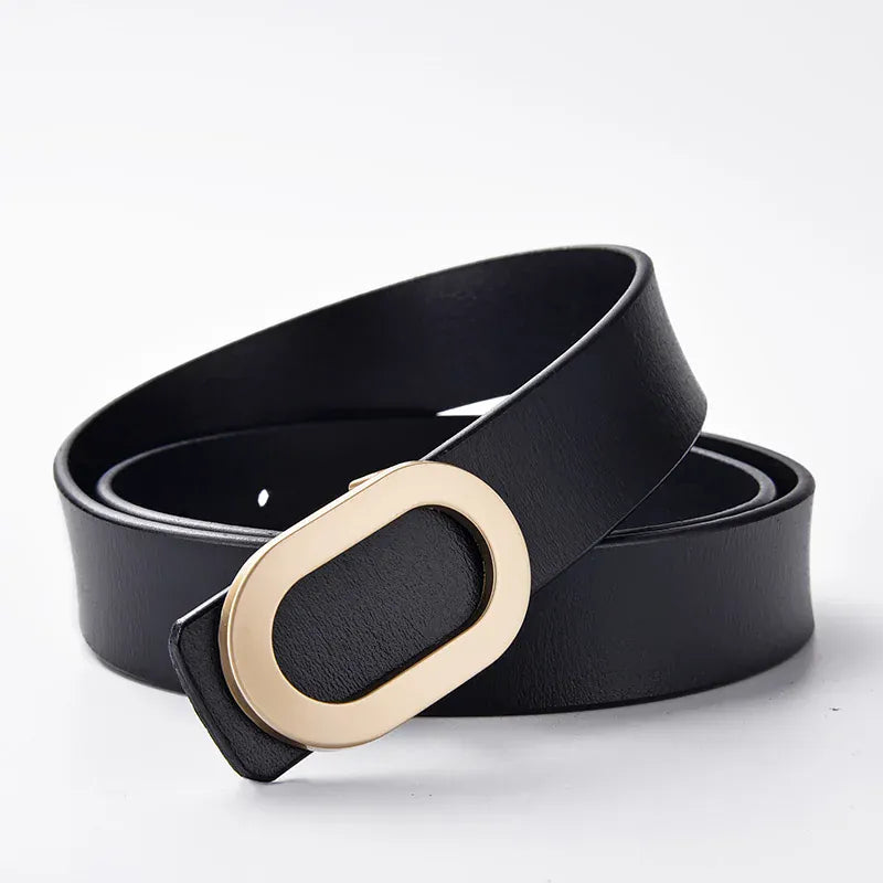 black / China Mainland / 105CM Women Belt Luxury Designer Needle Hole Adjustable Belt Buckle Fashion Leather Jeans Waistband Girl High Quality Female Belts New CeinturesCuir