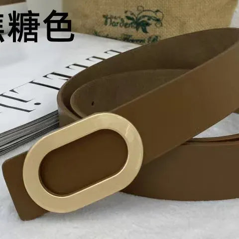 caramel colour / China Mainland / 100cm Women Belt Luxury Designer Needle Hole Adjustable Belt Buckle Fashion Leather Jeans Waistband Girl High Quality Female Belts New CeinturesCuir