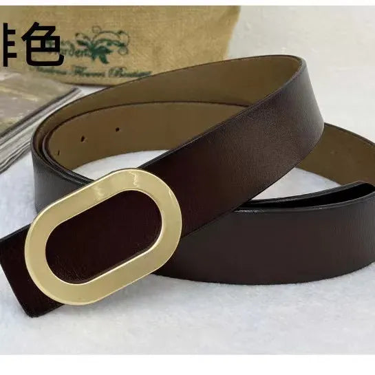brown / China Mainland / 110cm Women Belt Luxury Designer Needle Hole Adjustable Belt Buckle Fashion Leather Jeans Waistband Girl High Quality Female Belts New CeinturesCuir