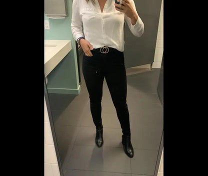 Women Reversible Leather Belt 2 in 1 Rotated 2 Rings Gold Buckle 3.4cm Wide Suitable for Pairing with Various Pants CeinturesCuir