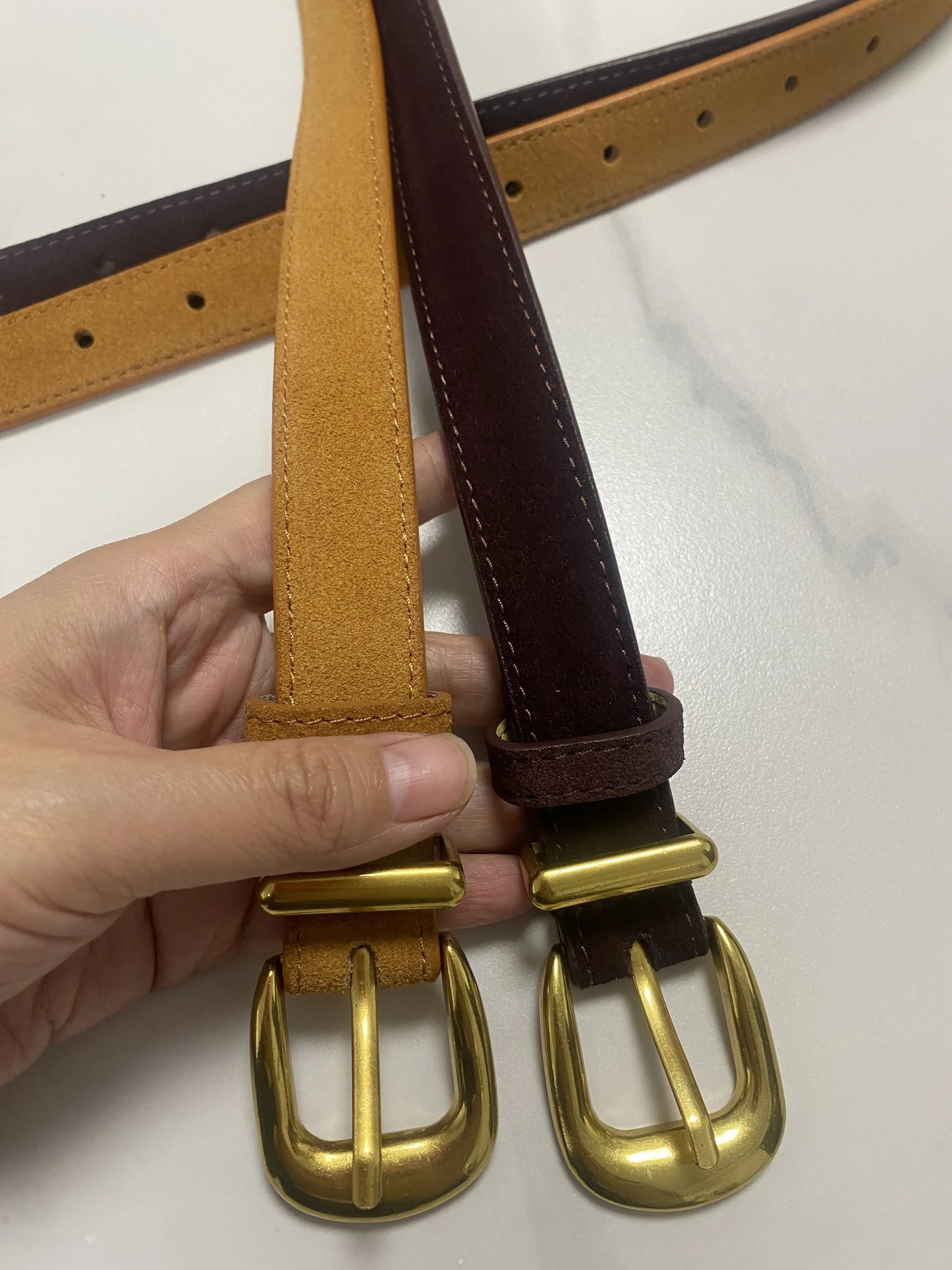Women's Fashion Faux Suede Genuine Leather Corset Female Cummerbund Coat Waistband Dress Decration Narrow Belt J553 CeinturesCuir