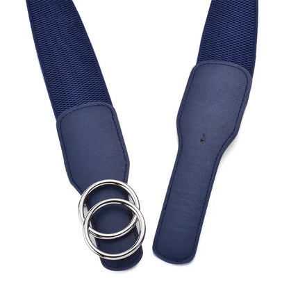 Women's Girdle Elastic Stretch Wide Waist Belts W Double Rings Buckle Cummerbunds Ladies CeinturesCuir