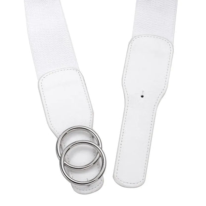Women's Girdle Elastic Stretch Wide Waist Belts W Double Rings Buckle Cummerbunds Ladies CeinturesCuir