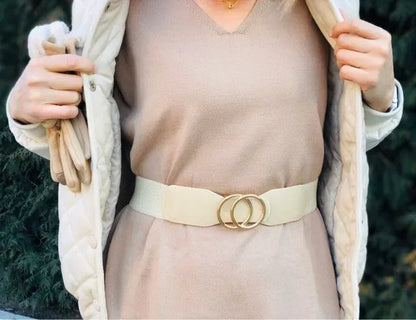 Women's Girdle Elastic Stretch Wide Waist Belts W Double Rings Buckle Cummerbunds Ladies CeinturesCuir