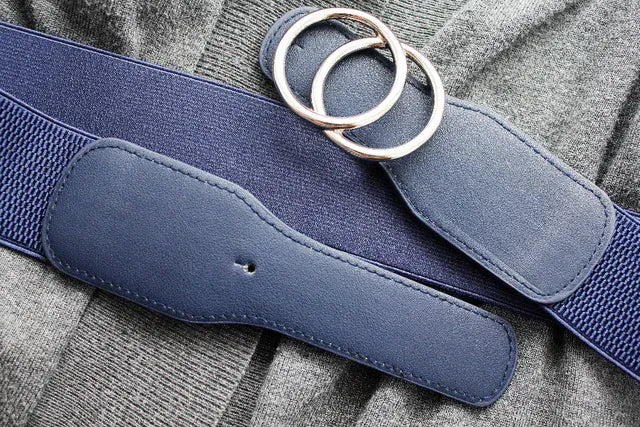 Women's Girdle Elastic Stretch Wide Waist Belts W Double Rings Buckle Cummerbunds Ladies CeinturesCuir