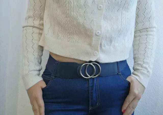 Women's Girdle Elastic Stretch Wide Waist Belts W Double Rings Buckle Cummerbunds Ladies CeinturesCuir