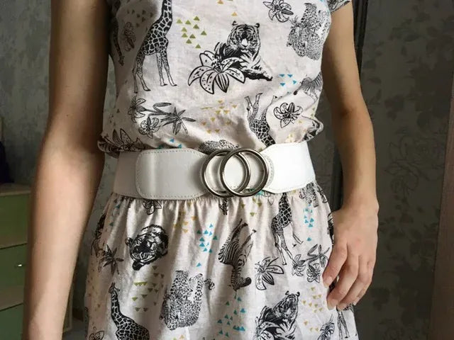 Women's Girdle Elastic Stretch Wide Waist Belts W Double Rings Buckle Cummerbunds Ladies CeinturesCuir