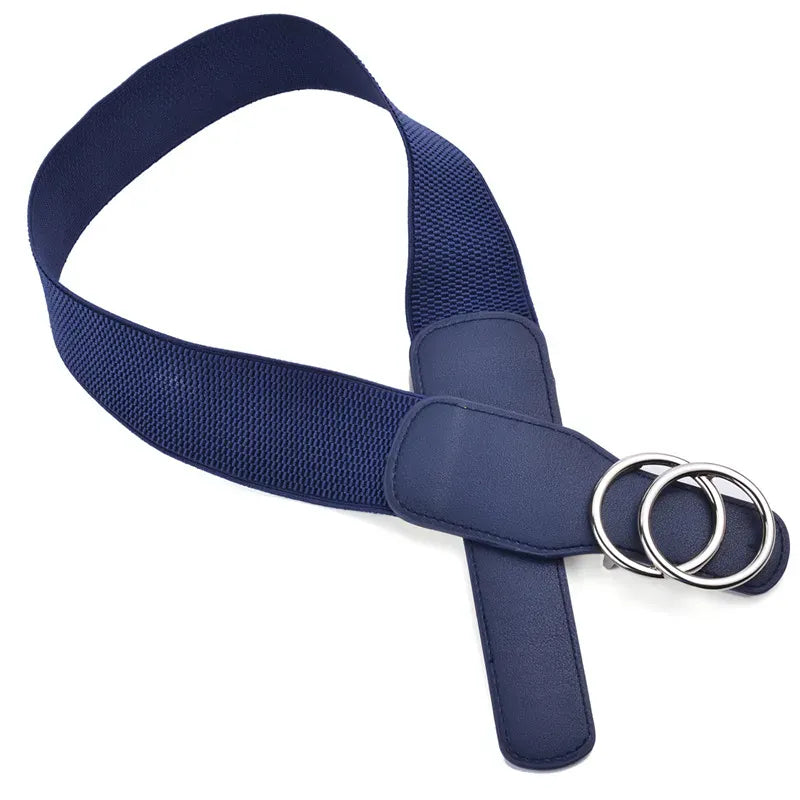 Women's Girdle Elastic Stretch Wide Waist Belts W Double Rings Buckle Cummerbunds Ladies CeinturesCuir
