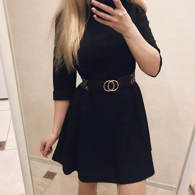 Women's Girdle Elastic Stretch Wide Waist Belts W Double Rings Buckle Cummerbunds Ladies CeinturesCuir