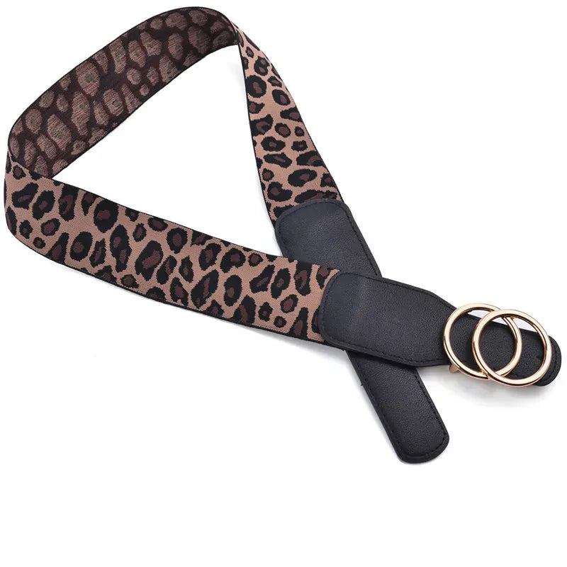 Women's Girdle Elastic Stretch Wide Waist Belts W Double Rings Buckle Cummerbunds Ladies CeinturesCuir
