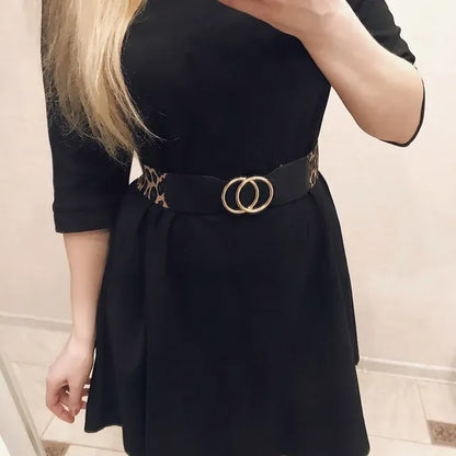 Women's Girdle Elastic Stretch Wide Waist Belts W Double Rings Buckle Cummerbunds Ladies CeinturesCuir