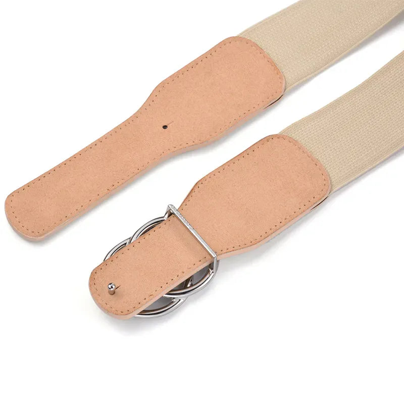 Women's Girdle Elastic Stretch Wide Waist Belts W Double Rings Buckle Cummerbunds Ladies CeinturesCuir