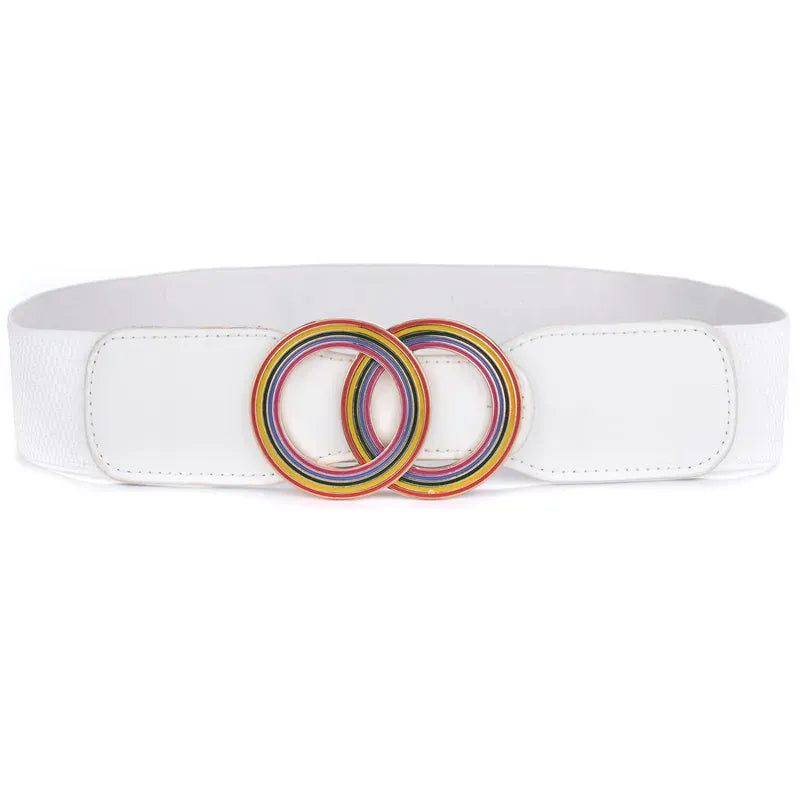 caihong-WT / Waist  85-105cm Women's Girdle Elastic Stretch Wide Waist Belts W Double Rings Buckle Cummerbunds Ladies CeinturesCuir