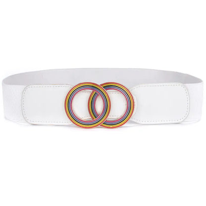 caihong-WT / Waist  85-105cm Women's Girdle Elastic Stretch Wide Waist Belts W Double Rings Buckle Cummerbunds Ladies CeinturesCuir
